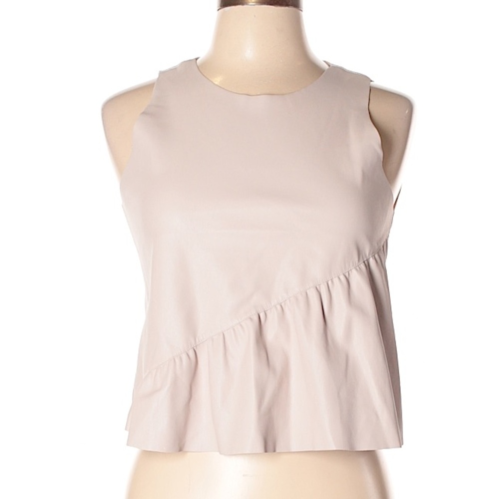 NWOT Zara Light Pink Faux Leather Top - S